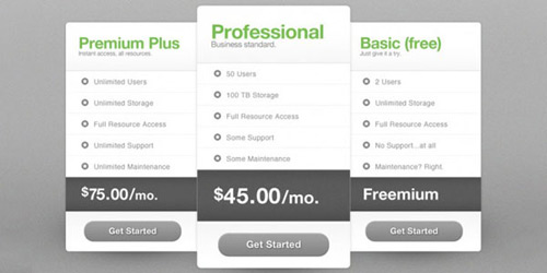 Pricing Table Example